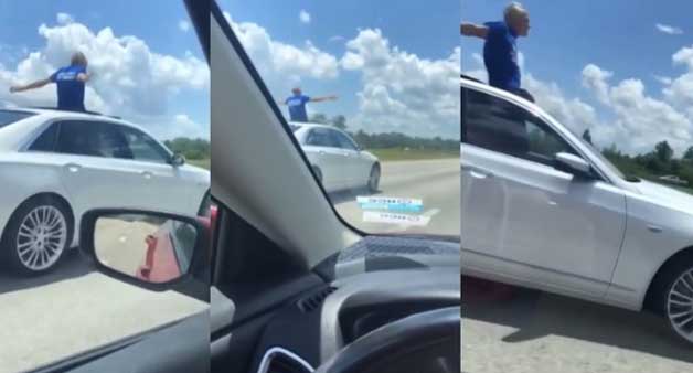 Miami, Florida  Salió por el techo solar de su auto y manejó parado en una ruta: “Prefiero ir a la cárcel que volver con mi esposa”